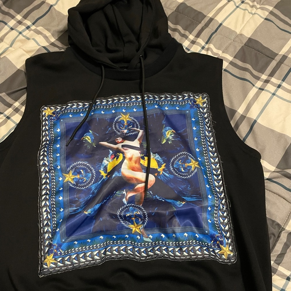 Givenchy black satin sleeveless hoodie